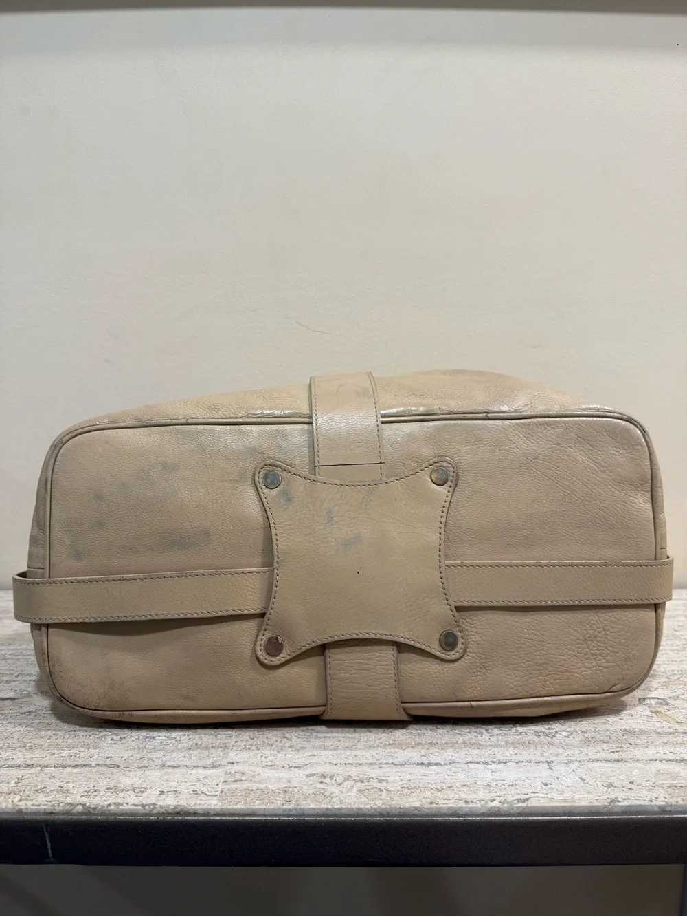 Jimmy Choo Beige Ramona Leather Shoulder Bag with Gold Hardware